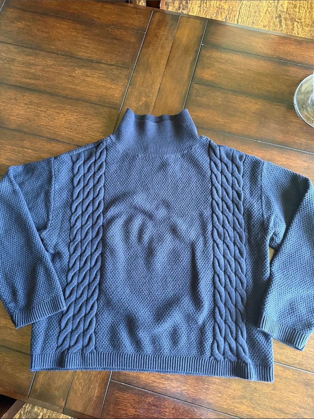 Ann Taylor Navy Cable-Knit Turtleneck Sweater